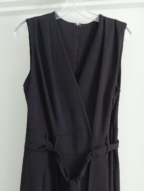 Black Maxi Wrap Romper/Dress with Waist Tie